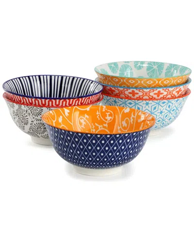 Elama Roxey 6pc 20oz Porcelain Footed Bowl Set