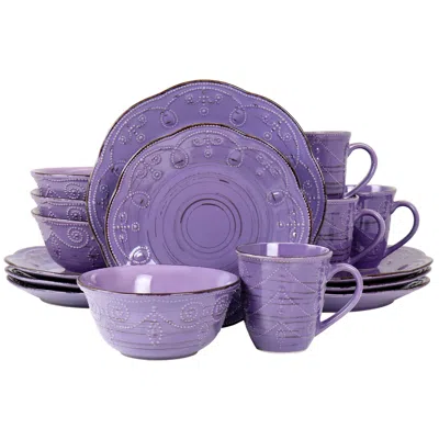 Elama Rustic Birch 16 Piece Stoneware Dinnerware Set In Red