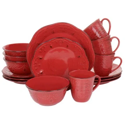 ELAMA ELAMA RUSTIC BIRCH 16 PIECE STONEWARE DINNERWARE SET
