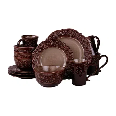 Elama Salia 16-pc. Stoneware Dinnerware Set In Red