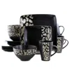 Elama Savannah 16 Piece Stoneware Dinnerware Set In Black
