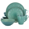 Elama Sea Foam Mozaic 16 Piece Luxurious Stoneware Dinnerware With Complete Setting For 4 In Blue