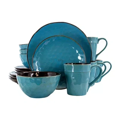 Elama Sea Glass 16-pc. Stoneware Dinnerware Set In Blue