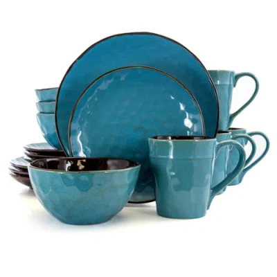 ELAMA ELAMA SEA GLASS 16 PIECE LUXURIOUS STONEWARE DINNERWARE WITH COMPLETE SETTING FOR 4