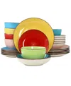 Elama Sebastian 24 Piece Double Bowl Stoneware Dinnerware Set, Service For 6 In Multi