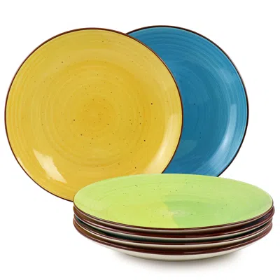 Elama Sebastian 6 Piece Stoneware Dinner Plate Set In Assorted Colors In Multi