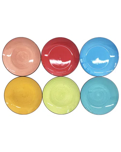 Elama Sebastian 6pc Stoneware Dinner Plate Set In Multi