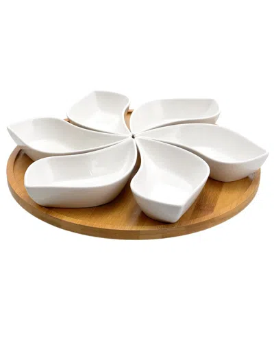 Elama Signature Lazy Susan Appetizer & Condiment Server Set In White