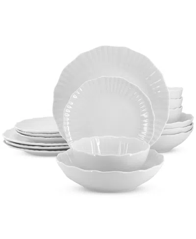 Elama Sirius 16 Pc. Dinnerware Set, Service For 4 In White