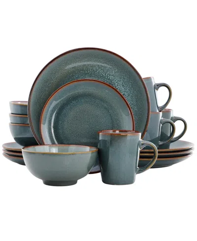 Elama Slate 16-piece Dinnerware Set, Service For 4 In Blue