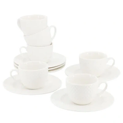 ELAMA ELAMA SOL 12 PIECE 3 OUNCE PORCELAIN ESPRESSO CUP WITH SAUCER SET
