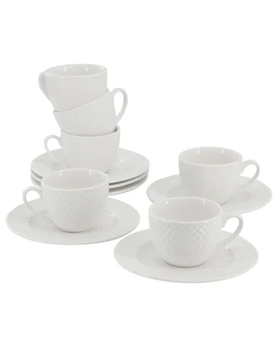 Elama Sol 12-pc. Espresso Cup & Saucers, Service For 6 In White