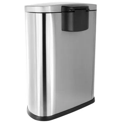 Elama Stainless Steel Step On Trash Can ( 13 Gallons ) In Silver