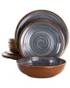 Elama Stone Oak 12pc Melamine Dinnerware Set