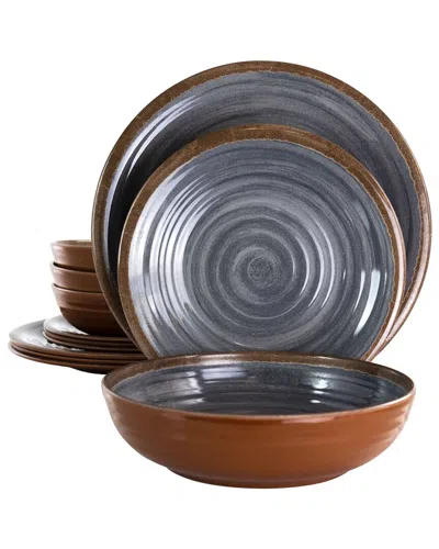 Elama Stone Oak 12pc Melamine Dinnerware Set