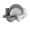 Elama Tahitian 16-pc. Stoneware Dinnerware Set In Gray