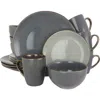 Elama Tahitian Grand 16 Piece Stoneware Dinnerware Set In Gray