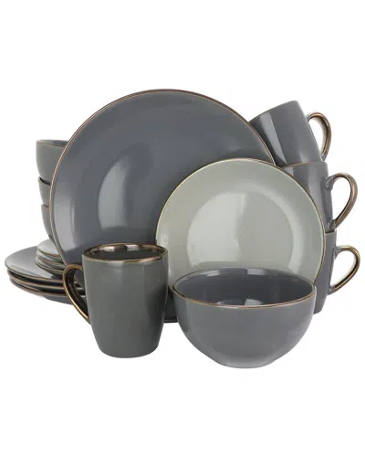 Elama Tahitian Grand 16pc Stoneware Dinnerware Set