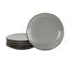 Elama Tahitian Sand 6-pc. Stoneware Salad Plate In Gray
