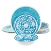 Elama Telly 12 Piece Melamine Dinnerware Set In Blue