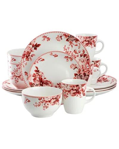 ELAMA ELAMA TRADITIONAL ROSE 16PC STONEWARE DINNERWARE SET