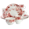 Elama Traditional Red Rose 16-pc. Stoneware Dinnerware Set In Multi
