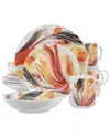 Elama Tulip Fields 16pc Round Porcelain Dinnerware Set In Multi