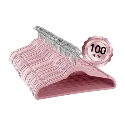 Elama Velvet Slim Profile Heavy Duty Felt 100-pc. Hangers In Pink