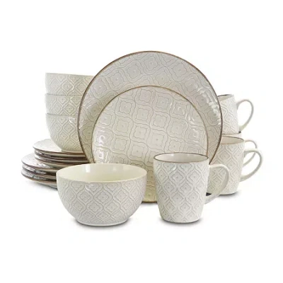 Elama White Lily 16-pc. Stoneware Dinnerware Set