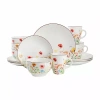 Elama Wildflower Meadow 16 Piece Stoneware Dinnerware Set In White