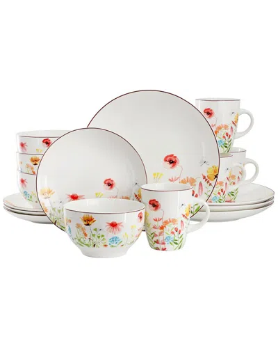 Elama Wildflower Meadow 16pc Stoneware Dinnerware Set