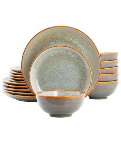 Elama Wilma 18-piece Dinnerware Set, Service For 6 In Green