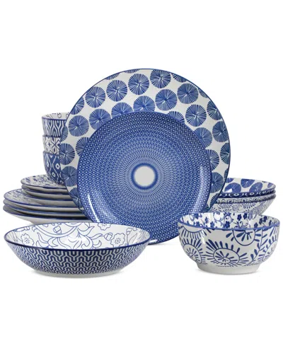 Elama Zen 16 Pc. Dinnerware Set, Service For 4 In Blue