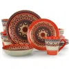 Elama Zen Rust Mozaik 16 Piece Dinnerware Set In Orange