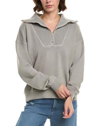 Elan Arielle Quarter Zip Pullover In Heather Grey In Gray