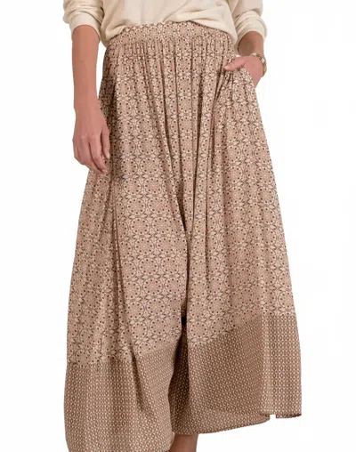 Elan 3 Tiered Maxi Skirt In Natural Boho In Brown