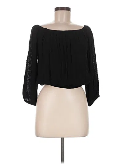 Pre-owned Elan 3/4 Sleeve Blouse In Black