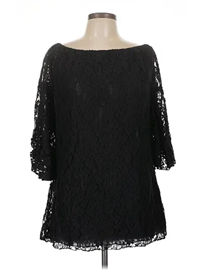 Pre-owned Elan 3/4 Sleeve Blouse In Black