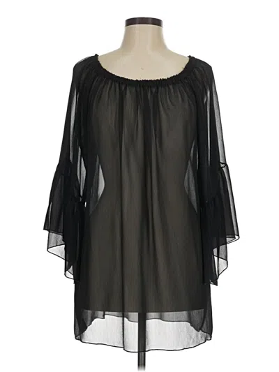 Pre-owned Elan 3/4 Sleeve Blouse In Black