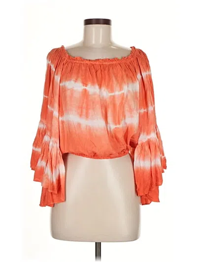 Pre-owned Elan 3/4 Sleeve Blouse In Orange