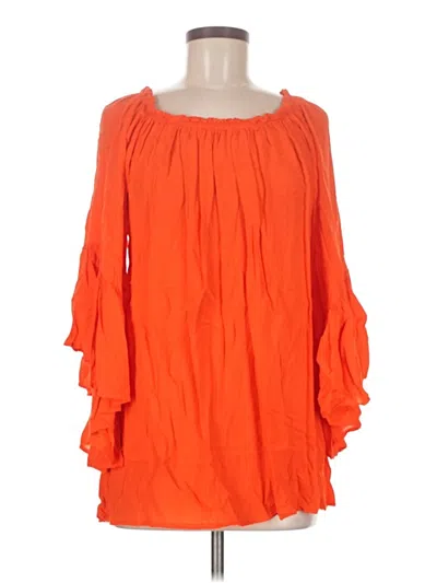 Pre-owned Elan 3/4 Sleeve Blouse In Orange