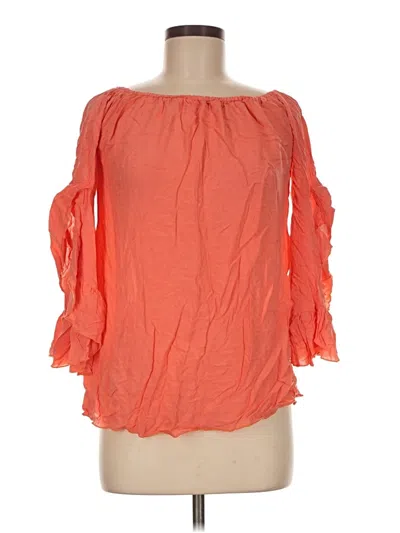 Pre-owned Elan 3/4 Sleeve Blouse In Orange