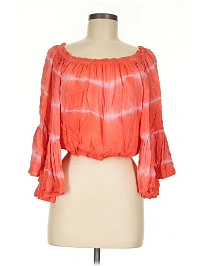 Pre-owned Elan 3/4 Sleeve Blouse In Orange