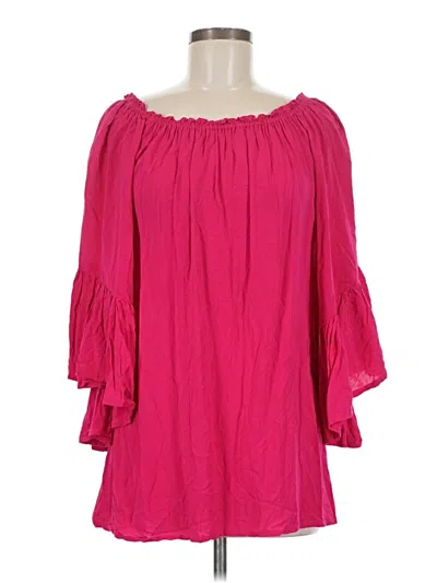 Pre-owned Elan 3/4 Sleeve Blouse In Pink