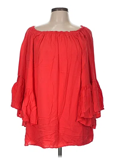 Pre-owned Elan 3/4 Sleeve Blouse In Red