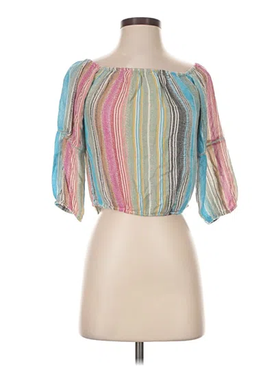 Pre-owned Elan 3/4 Sleeve Blouse In Teal