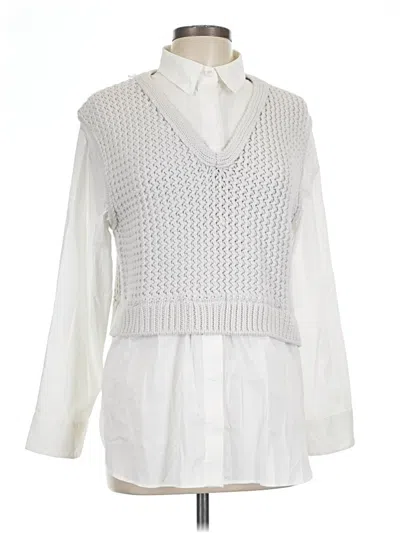 Pre-owned Elan 3/4 Sleeve Blouse In White