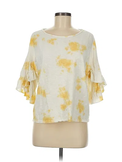 Pre-owned Elan 3/4 Sleeve Blouse In Yellow