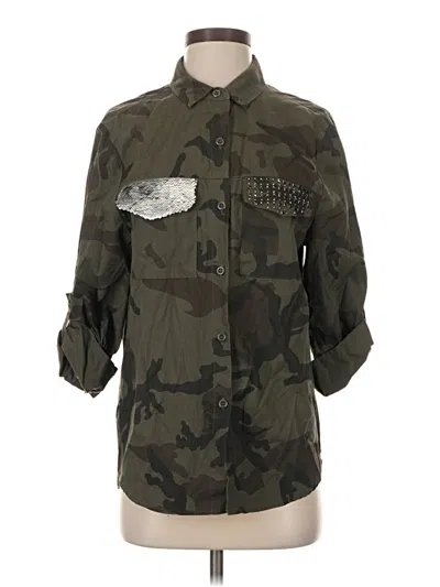 Pre-owned Elan 3/4 Sleeve Button Down Shirt In Green
