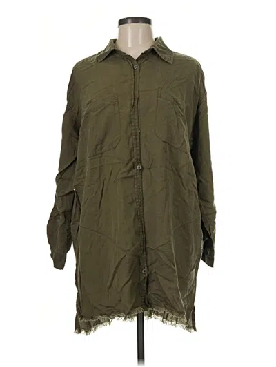 Pre-owned Elan 3/4 Sleeve Button Down Shirt In Green